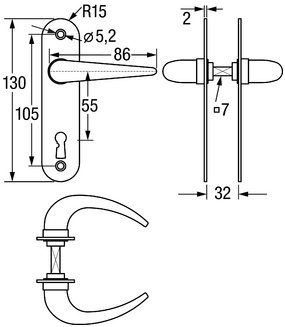 Brass handle combination for small warded lock
