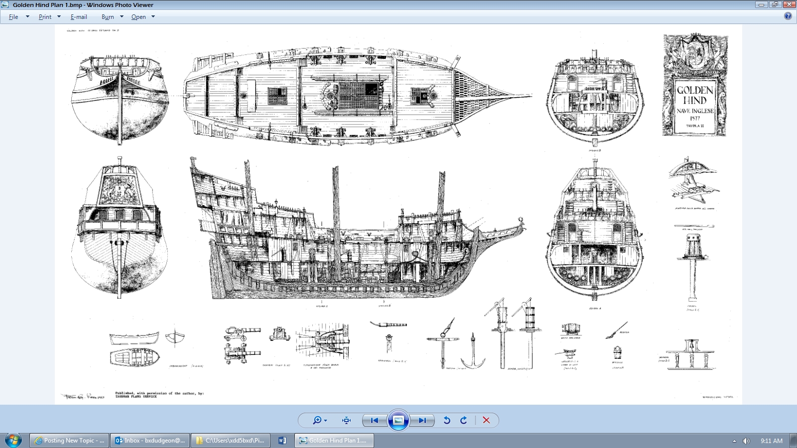 Golden Hind Ship Model Plans