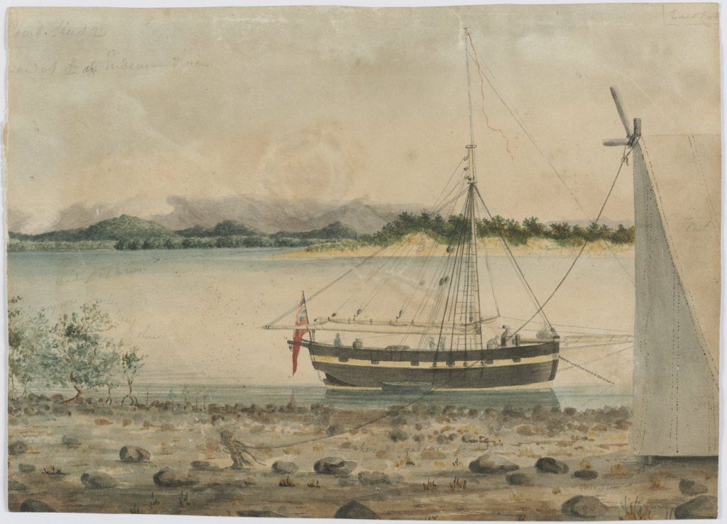 At anchor endeavor river 1819.jpg