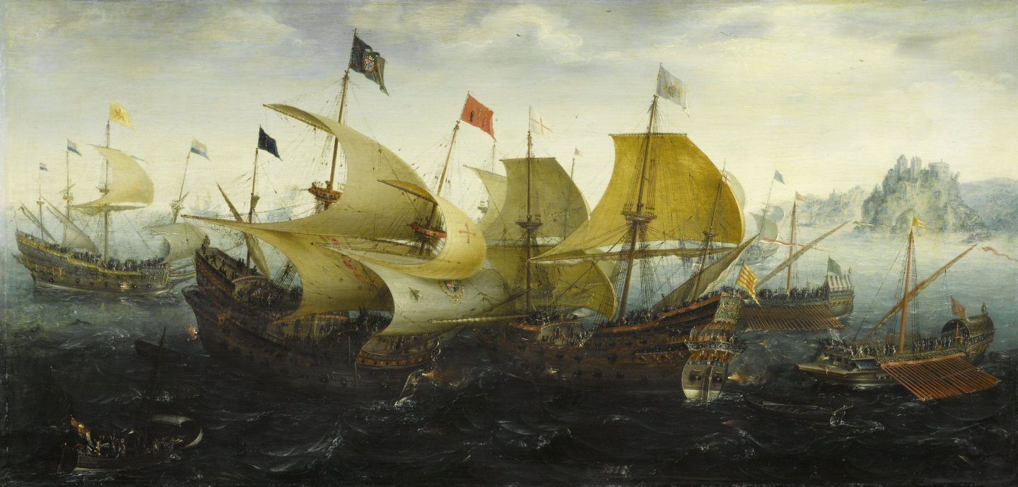 01 garlands Dutch_and_English_Warships_in_Battle against Portugues-Spanish_-_Aart_van_Antum.jpg
