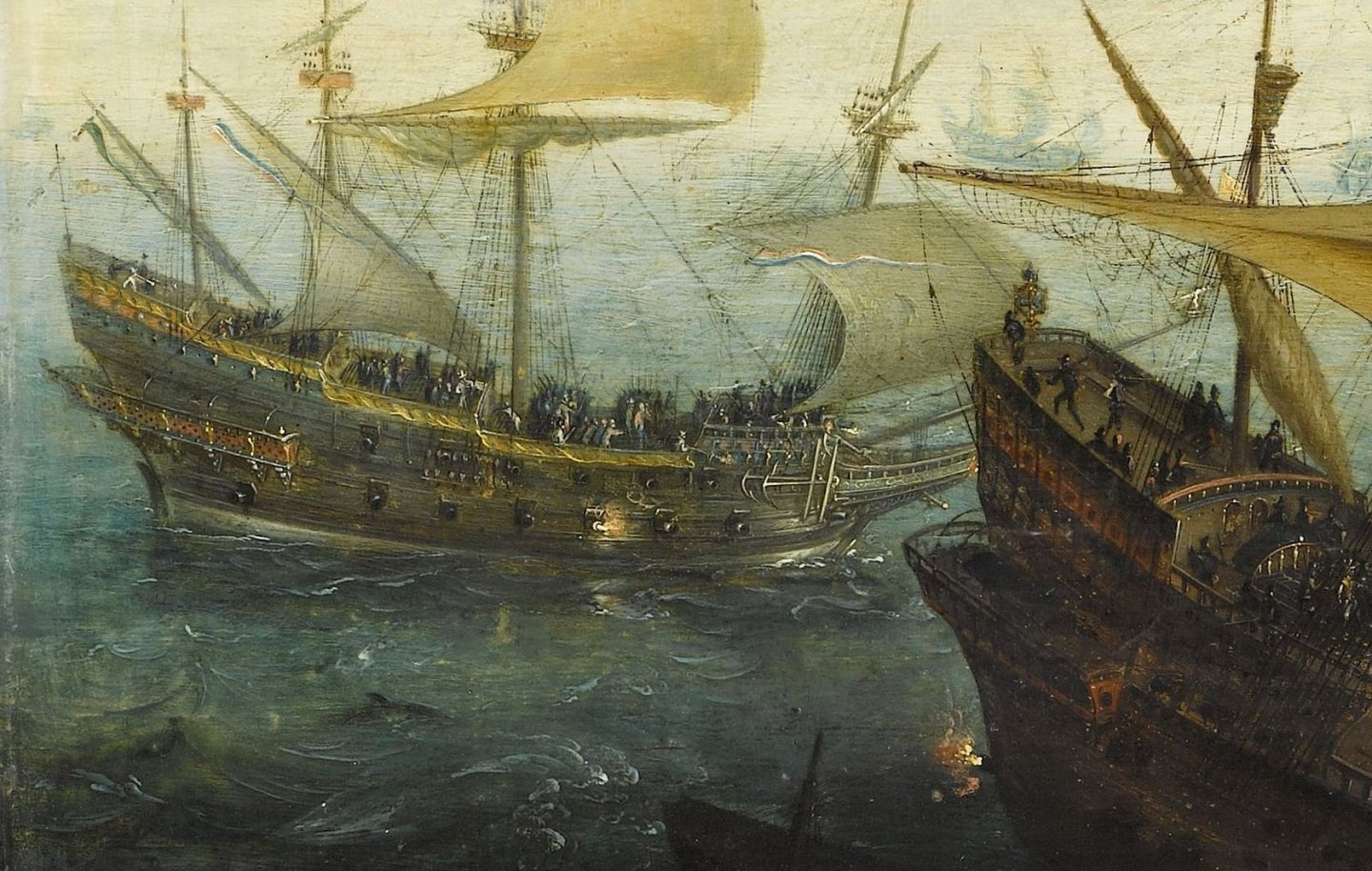 01 gallery archs _fragment of The Battle of Cadiz Dutch and English Ships Attack the Spanish Armada  Aert Anthonisz 1608 SK-A-1367.jpg