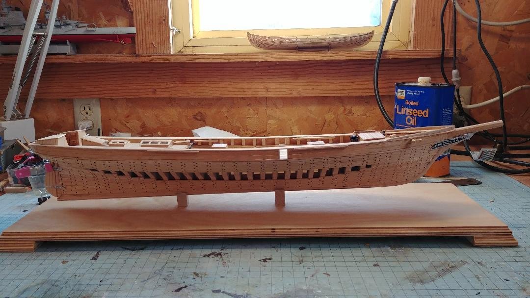 hull complete, face pieces installed, mounted on desplay.jpg