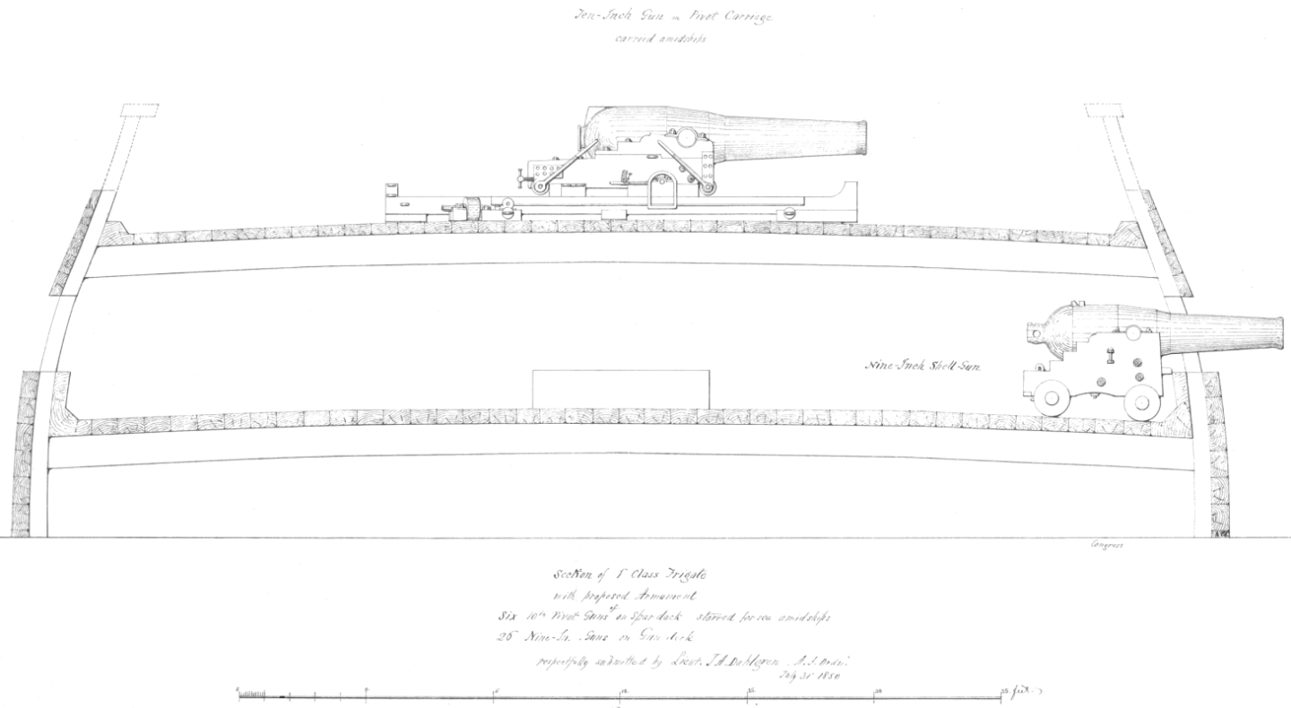 Dahlgrens drawing of his proposed frigate armament